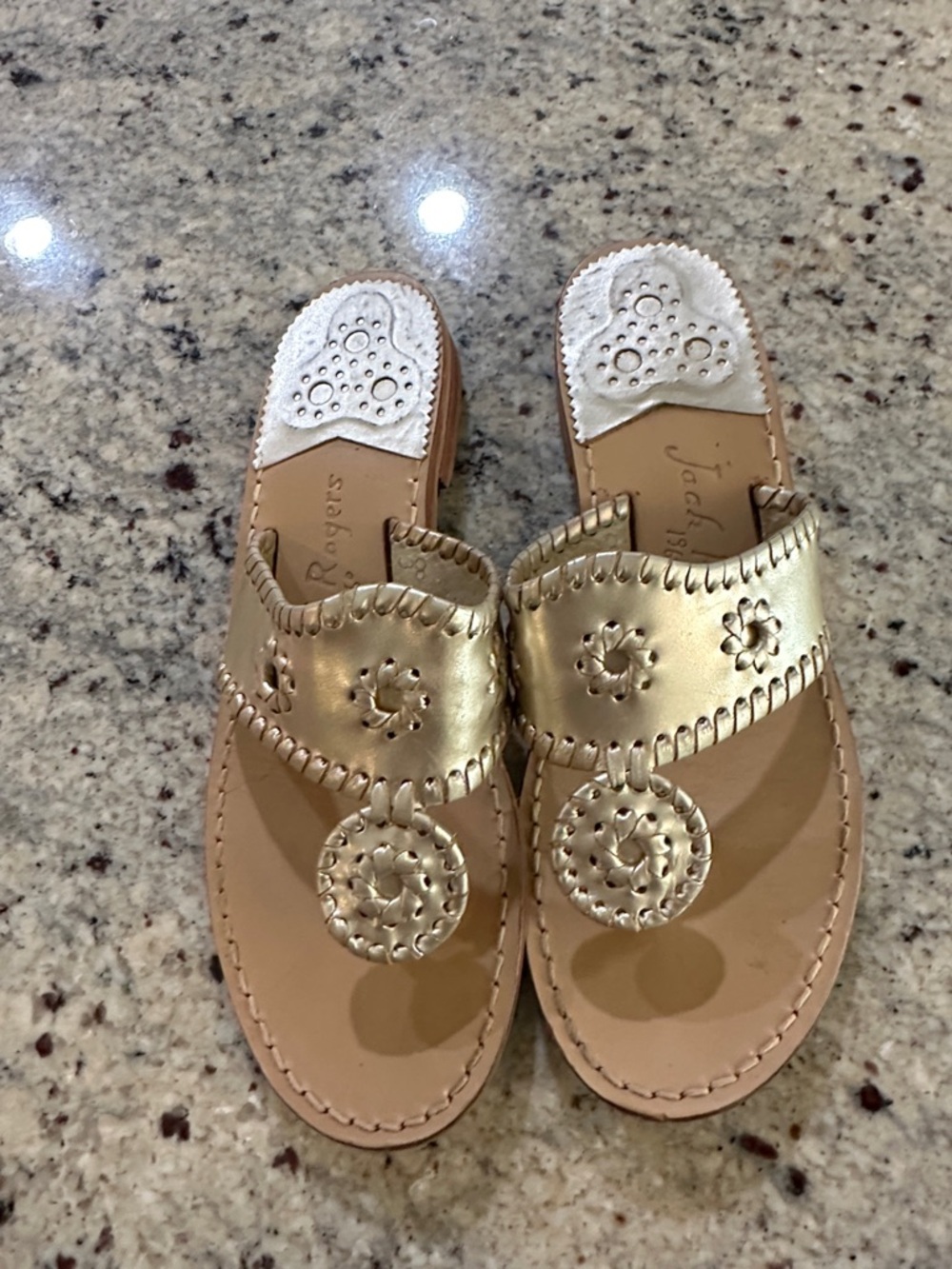 Jack Rogers Metallic Gold Georgica Slide Sandals